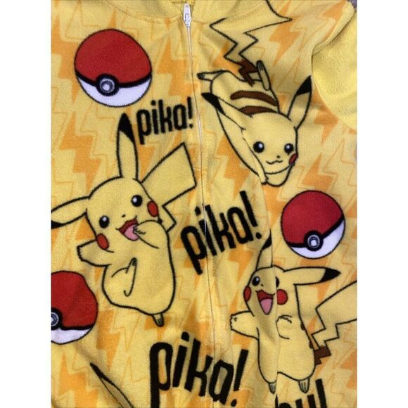 Pokemon Pikachu Boys Hooded Union Suit Pajamas Size 6-7 - Picture 4 of 5